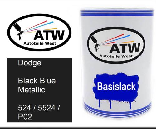 Dodge, Black Blue Metallic, 524 / 5524 / P02: 500ml Lackdose, von ATW Autoteile West.